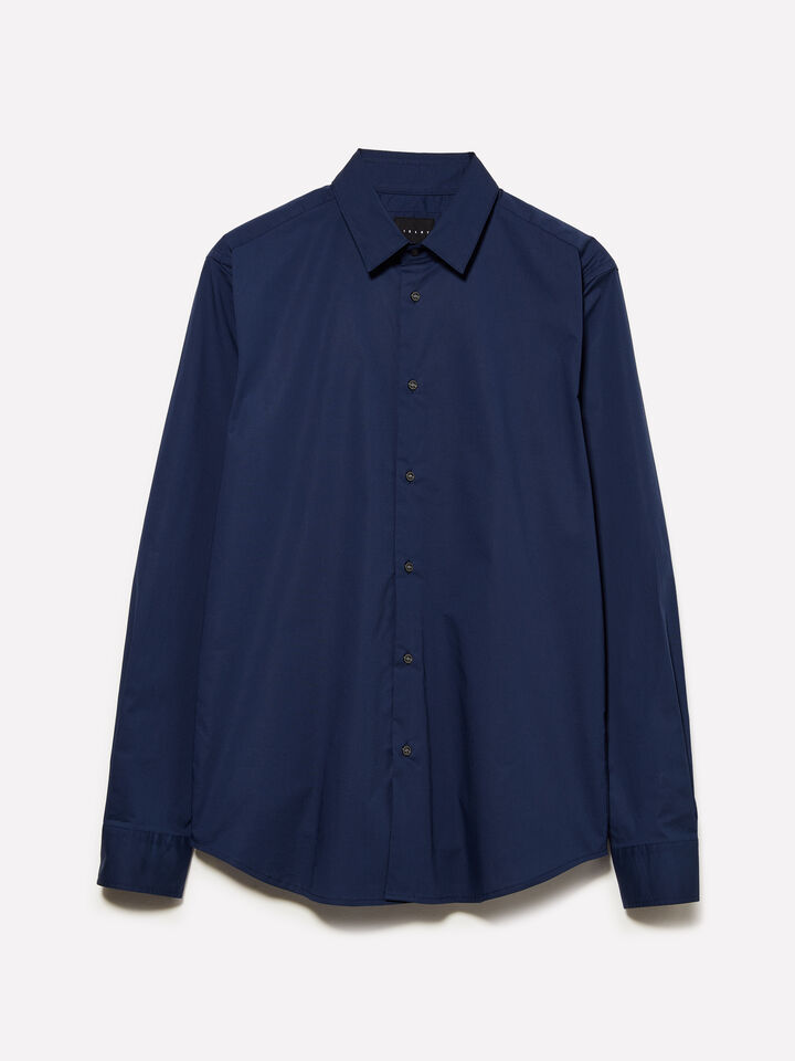 Blue slim fit shirt  - men's slim fit shirts - Dark Blue | Sisley image number 5